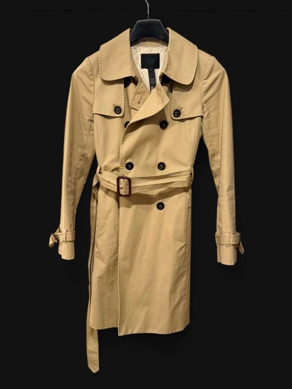 J. Crew Women’s Tan Double-Breasted Icon Trench Coat with Belt